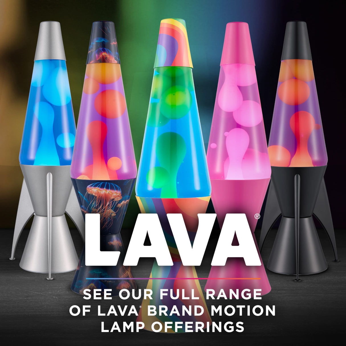 Lava The Original Lamp - 14.5" Trippy Shrooms – Classic Liquid Motion Lamp - Tri-Colored Globe and Black Base - Item #2361 (Amazon Exclusive)