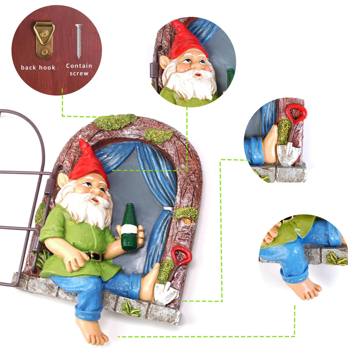 Colomix Gnome Tree Hugger, Funny Garden Gnomes Outdoor Decorations for Lawn Patio Yard Home Decor, Spring Gardening Gnome Gifts, Whimsical Tree Sculpture Peeker Yard Art