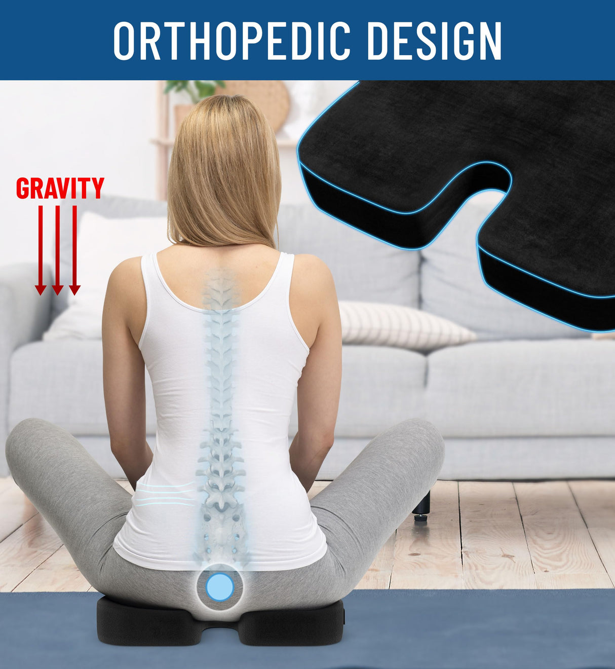 Everlasting Comfort Doctor Recommended Memory Foam Seat Cushion for Office Chairs & Car Seat - Ergonomic Office Desk Accessories for Tailbone Pain Relief, Sciatica & Back Support