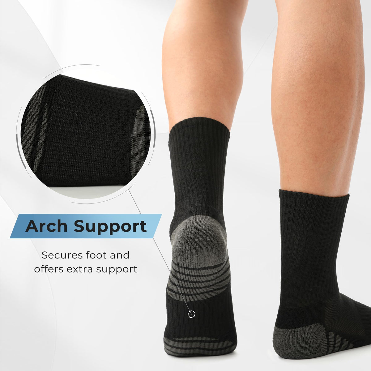 BAMBOO COOL Men's Crew Socks Athletic Cushioned Moisture Wicking 6 Pairs