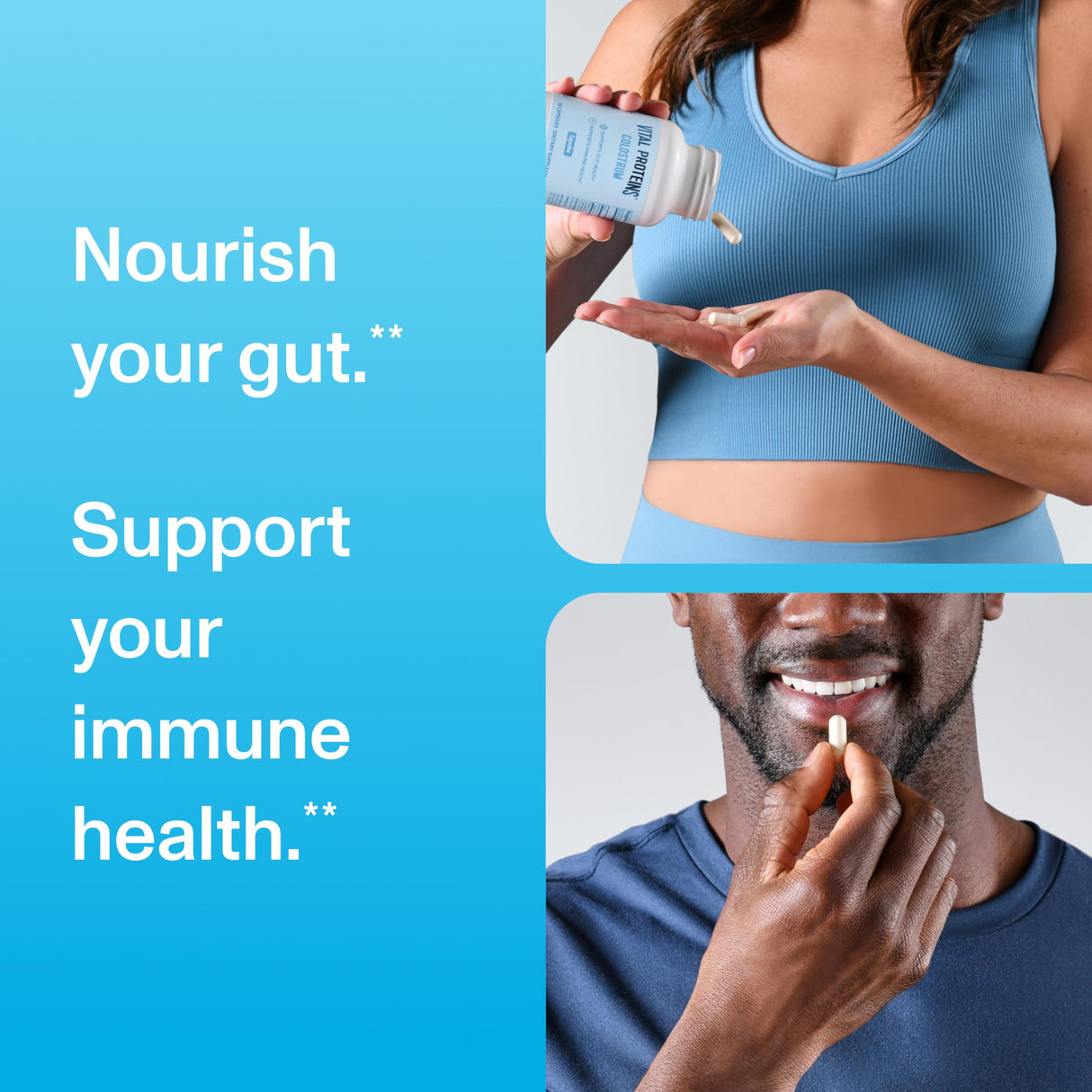 Vital Proteins Bovine Colostrum Supplement 90 Capsules for Gut Health, Immune Support with 40% IgG Premium Bovine Colostrum Superfood, Unflavored, 30 Servings