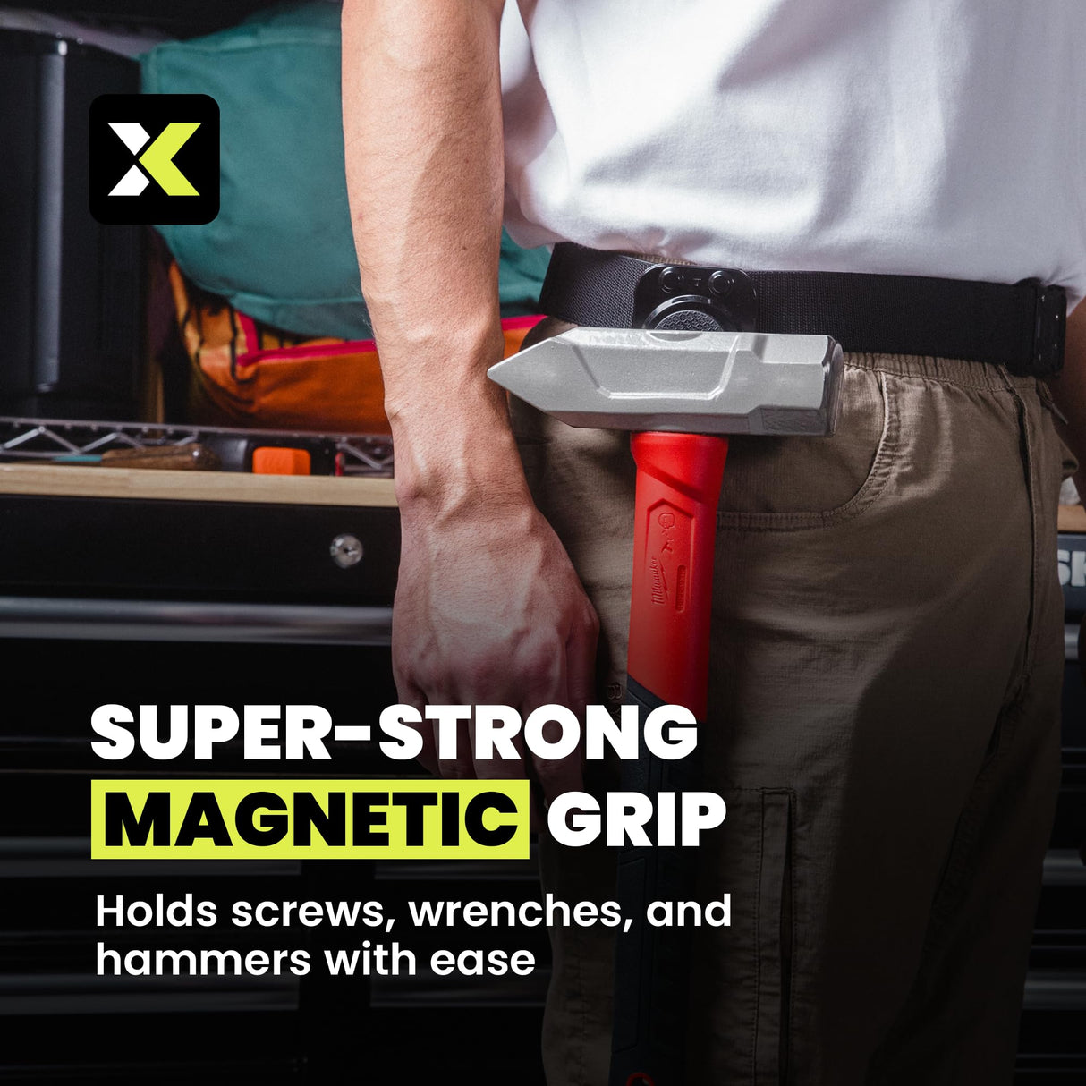 Magnetic Tool Holder - Strong Clip-On Belt Magnet Holster for Screws, Nails, Drill Bits, Hammer, Sockets, Pliers, Screw Drivers, Trowel, Wrench, or Any Magnetic Tools