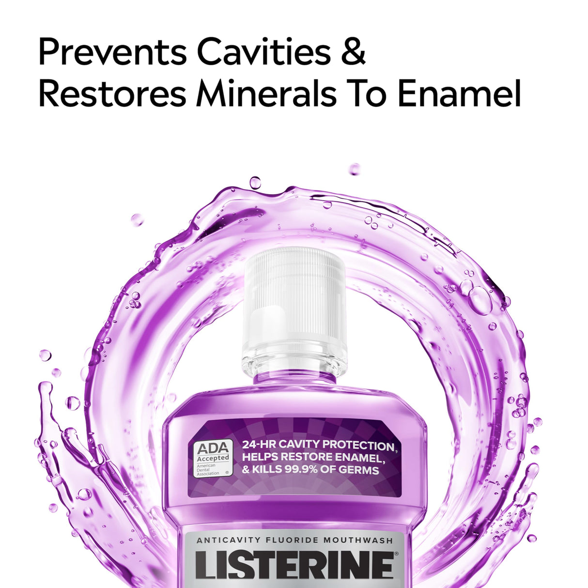 Listerine Total Care Anticavity Fluoride Mouthwash, 6 Benefits in 1 Oral Rinse Helps Kill 99% of Bad Breath Germs, Prevents Cavities, Strengthens Teeth, Fresh Mint, Twin Pack, 2 x 1 L