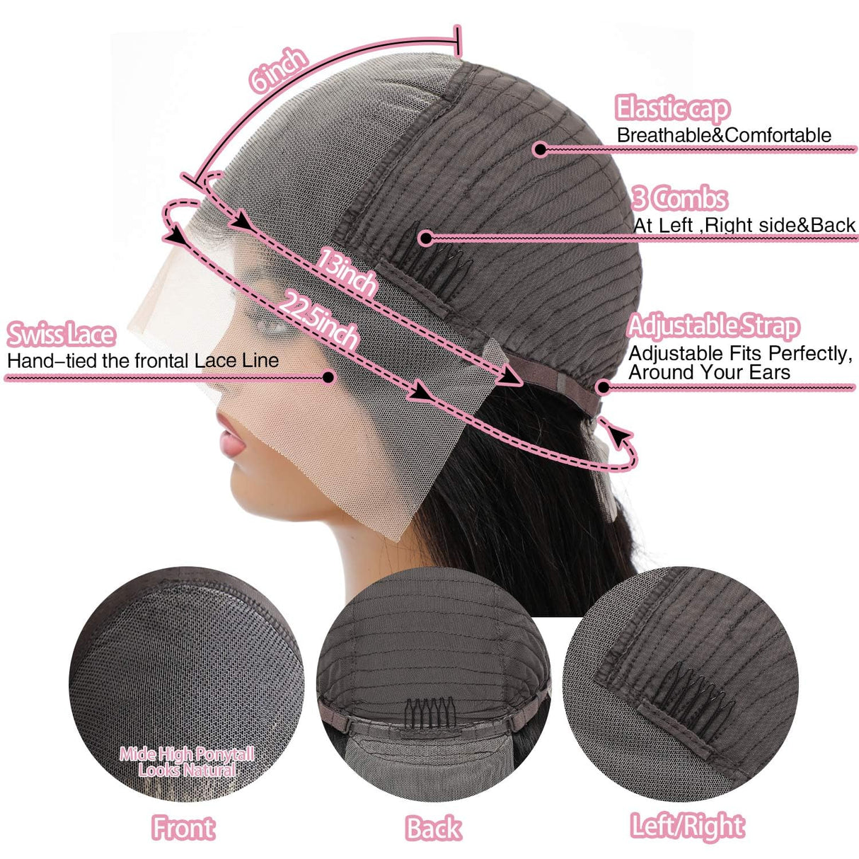 DSMOW 30 Inch 13x6 Lace Front Wigs Human Hair 200% Density Body Wave HD Lace Front Wigs Human Hair Pre Plucked Glueless Wigs Human Hair 13x6 Lace Frontal Wig for Women Natural Black