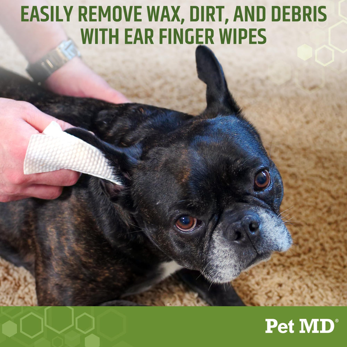 Pet MD Dog Ear Finger Wipes - with Eucalyptus & Aloe Vera for Dogs - 50 ct