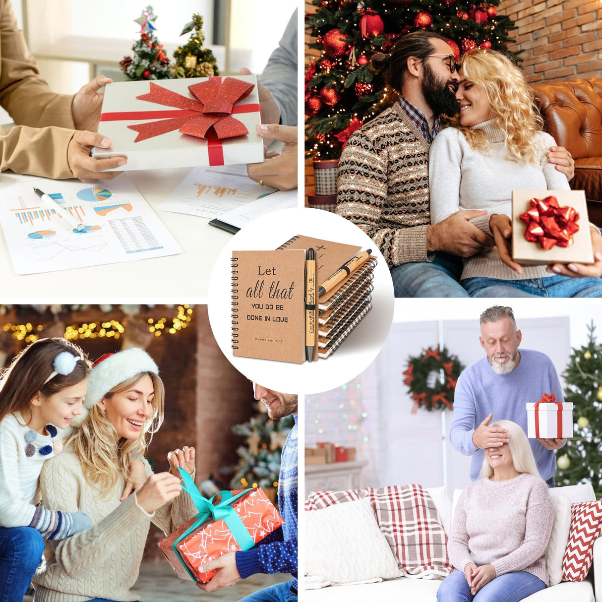 INSADA 30 Sets Bulk Christian Spiral Notebooks with Bamboo Pen Prayer Journal, Small Notepad (5.43”x4.33”) - Christmas Gifts for Church Members, Bible Study Groups & Church Families