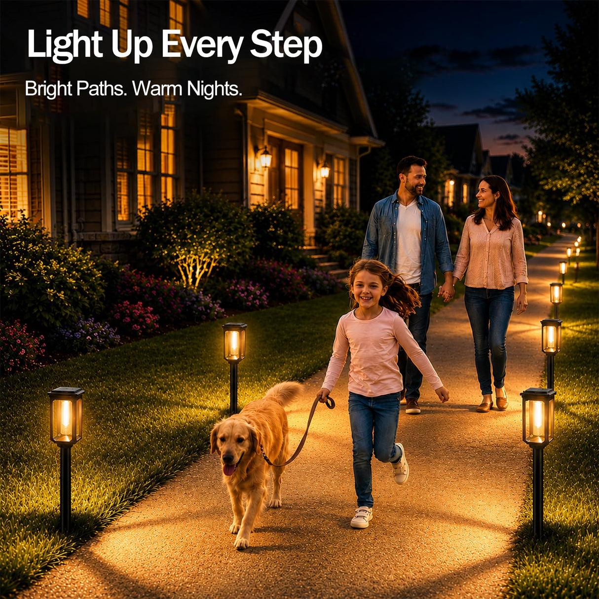 Tenmiro-Solar-Pathway-Lights-Outdoor-8-Pack-LED-Solar-Powered-Garden-Lights-Waterproof-IP65-Auto-On/Off-Outdoor-Light-for-Yard-Lawn-Patio-Path-Walkway-Driveway-Landscape-Lighting-Decor-3000K