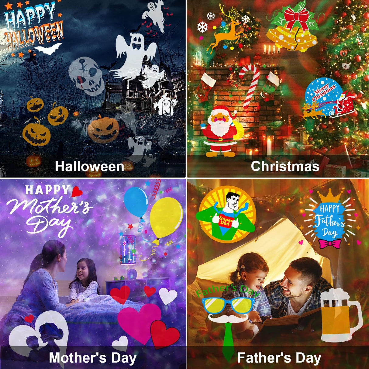 Brighter Halloween Decorations Projector Lights, 2025 Upgraded Holiday Projectors, Christmas Projector with 19 HD Replaceable Slides (Ocean Wave & Patterns), Waterproof Halloween Projector Light Show