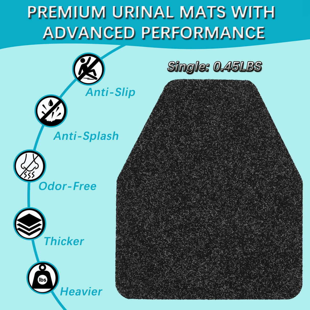 Basima Urinal Mats for Men Bathroom 12 Pack Washable Bulk Rubber Urinal Floor Mats for Toilet Commercial, Non-Slip Disposable Urinal Pads for Mens Room, 17.5" x 20.5", Black