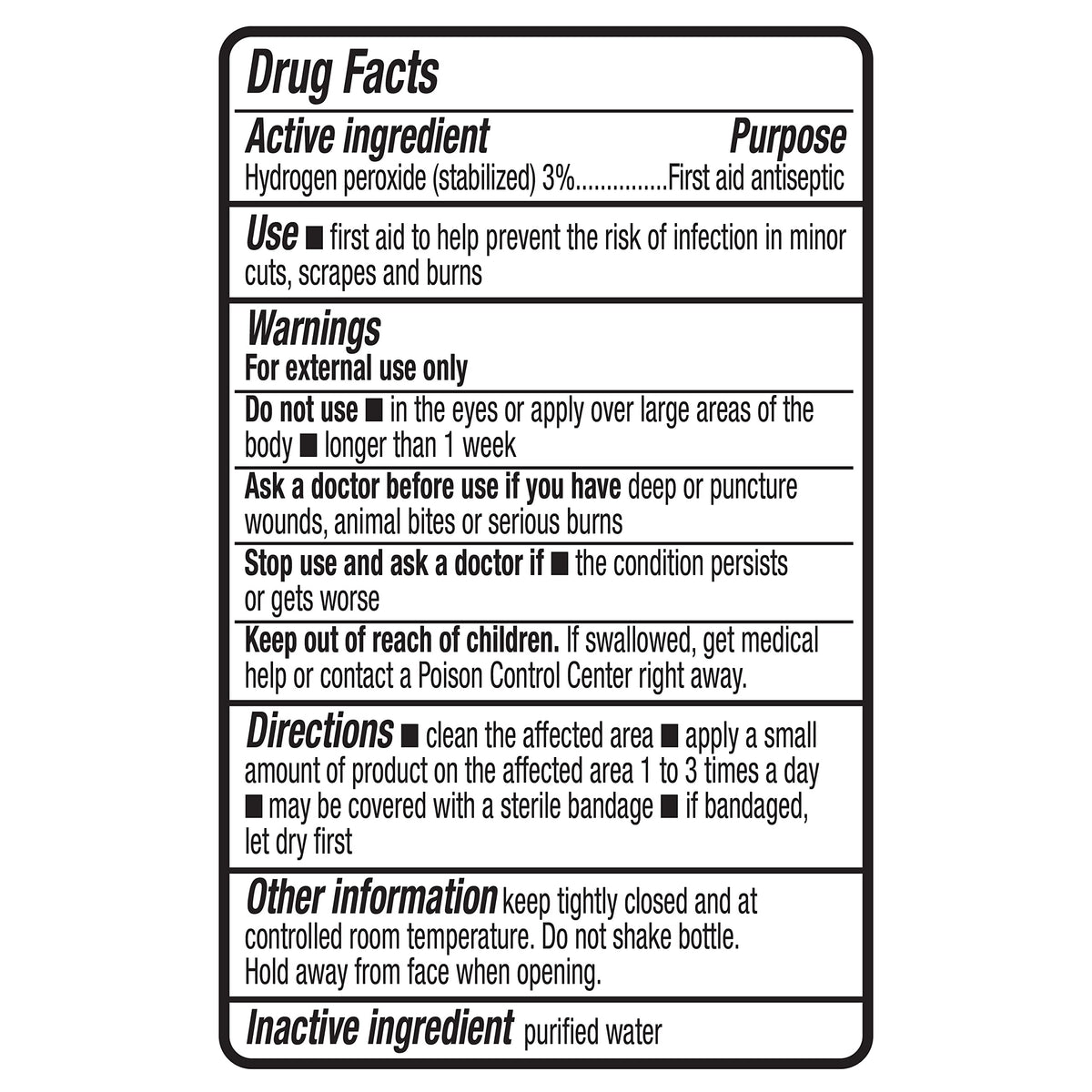 Amazon Basics Hydrogen Peroxide Topical Solution USP, First Aid Antiseptic for Cuts, Scrapes and Burns, 32 fl oz, 6-Pack