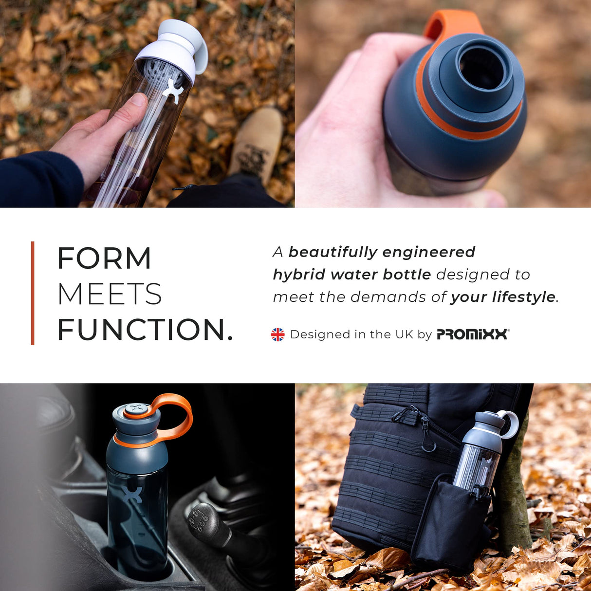 Promixx FORM Protein Shaker Bottle - A Premium for Shakes Infusions and Hydration Durable Gym Bottle, Leakproof Lid, Odorless 26oz (Graphite Gray), (PRO-P-S2-760SHAKER-GGCG)