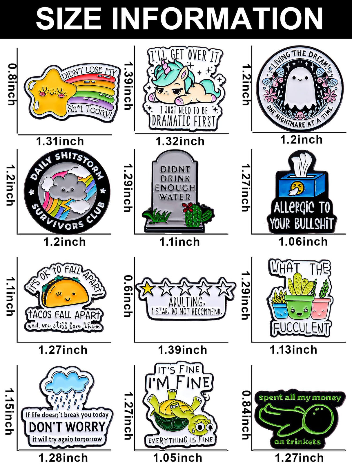Funny Enamel Pins for Adults – Metal Humorous Sarcastic Pins for Backpacks, Jackets & Hats – Gift for Coworkers & Friends (Funny)