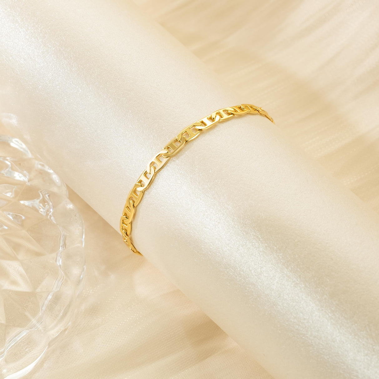 CISSIEPERAL Ankle Bracelets 14K Gold Anklets for Women Waterproof 3.4mm Mariner Chain Anklets for Women Women’s Ankle Bracelet Anchor Chain 9’’ 10’’ 11’’(Length 10 Inches)