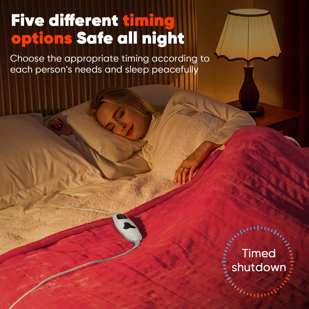 greenoak Heated Blanket Electric Throw 50"X60", Heating Blanket with 10 Heat Levels 8 Hours Auto-Off,Fleece Soft Christmas Blanket,Birthday Gifts for Women Mom, Coral Pink