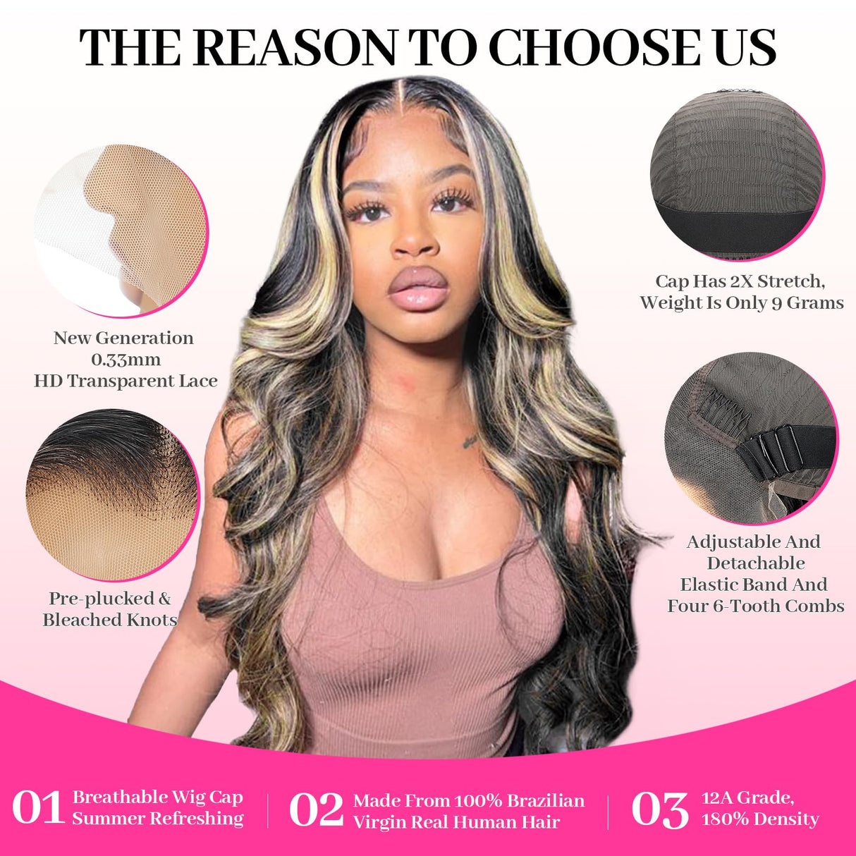 1B/27 Balayage Highlight Ombre Lace Front Wig Human Hair 28 Inch 13x6 Body Wave Lace Front Wigs Human Hair Pre Plucked 180 Density HD Transparent Honey Blonde Wig Human Hair for Women With Baby Hair