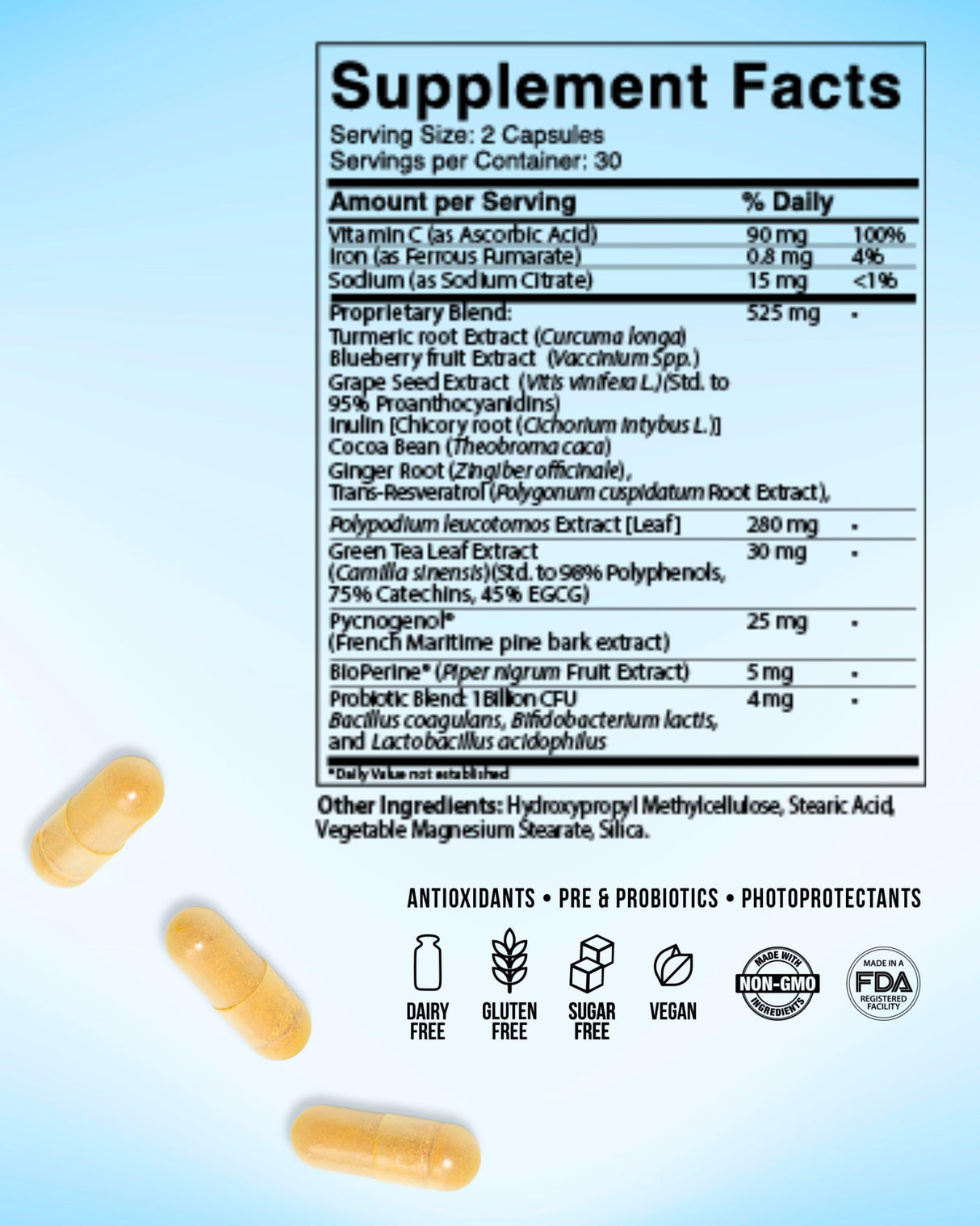 Inner Glow Age Defense Vitamins - Dermatologist and Plastic Surgeon Developed to Fight photoaging and Melasma, Polypodium Leucotomos Antioxidant Formula – Vegan, Gluten-Free – 60 Capsules