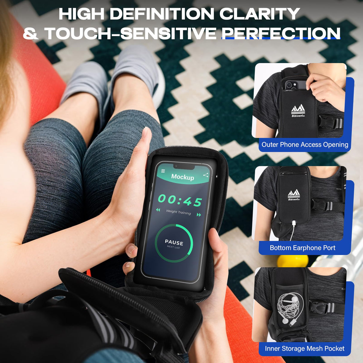 BIBIVENTA Weighted Vest for Women & Men, 8lb Body Weight Vest with Touchscreen Phone Holder & Reflective Stripe, Workout Equipment for Weight Loss, Fitness, Walking, Running, Cardio, Strength Training