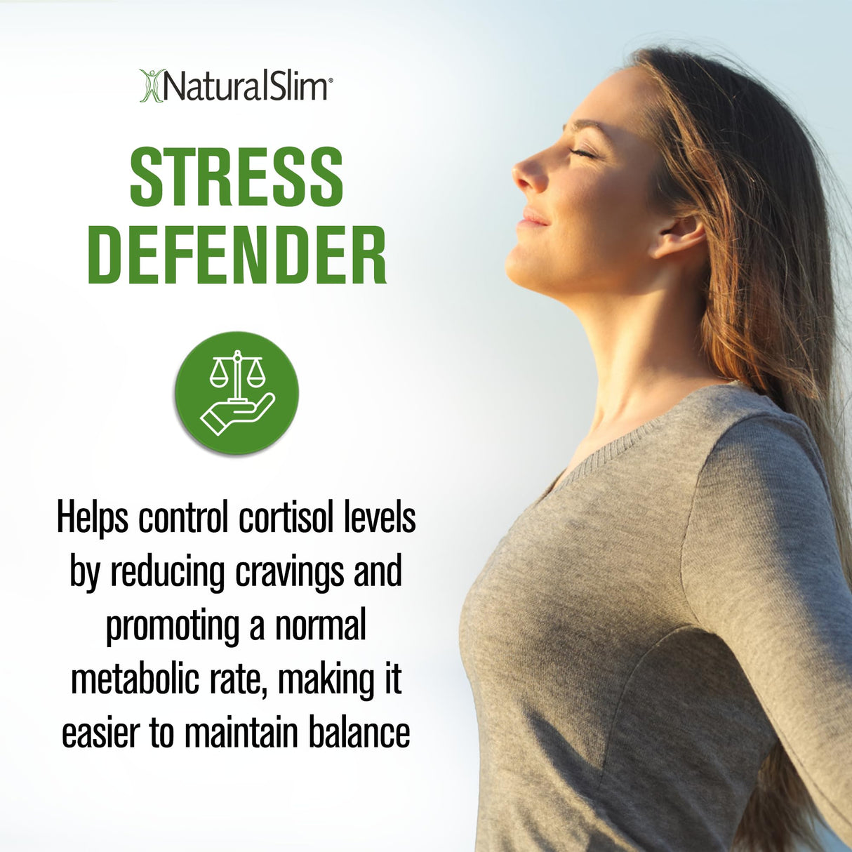 NaturalSlim Stress Relief Supplement - Stress Defender, High Cortisol Reducer, Control Cravings, Sleep & Metabolism Support with Vitamin B5 Pantothenic Acid & L Tyrosine - 180 Vegetable Capsules