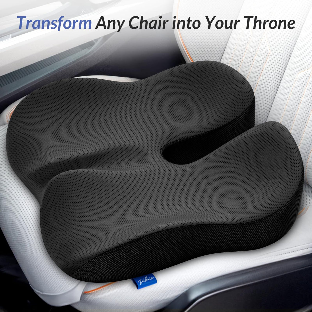 ZIKEE Gel Seat Cushion for Office Chair and Car Seat with Ergonomic Zoning, Memory Foam Chair Cushion for Sciatica, Lower Back, Tailbone Pain Relief and Intimate Ventilation, Non-Slip & Airy Cover