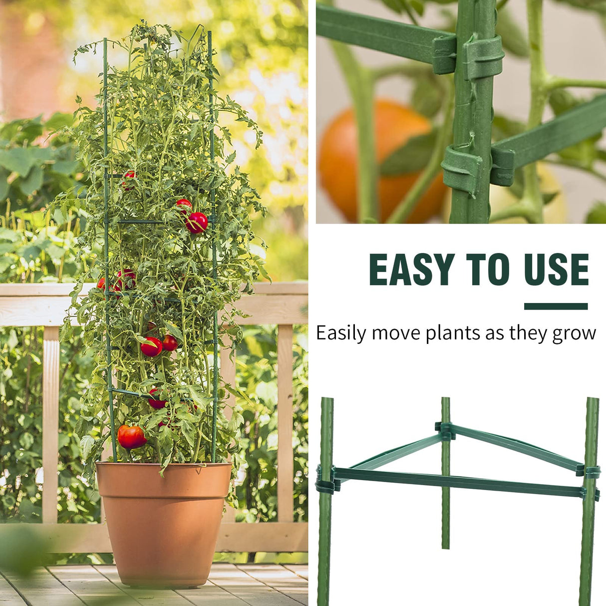 100PCS Stake Arms for Tomato Cage, 11.8 Inches Expandable Trellis Connectors, Tomato Stake Supports, 11mm Bayonet Diameter Plant Stakes for Climbing Plants, Tomatoes Stakes, Vegetables