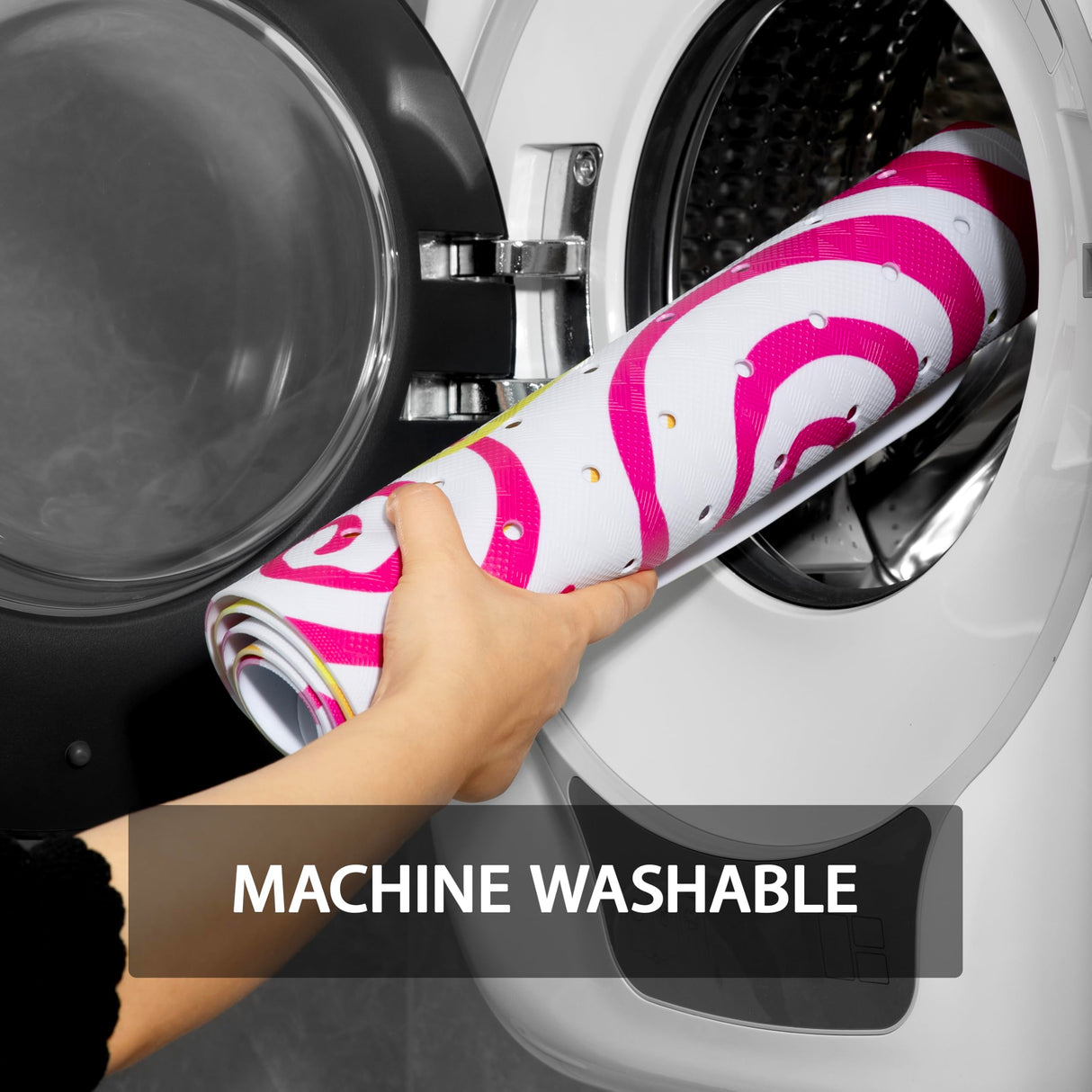 YINENN Bath and Shower Safety Mats 40x16 inch, Non Slip with Suction Cups for Bathroom Stall and Tub Floor, Extra Large and Machine Washable, Drain Holes Keep Bathtub Clean, Colored Circles