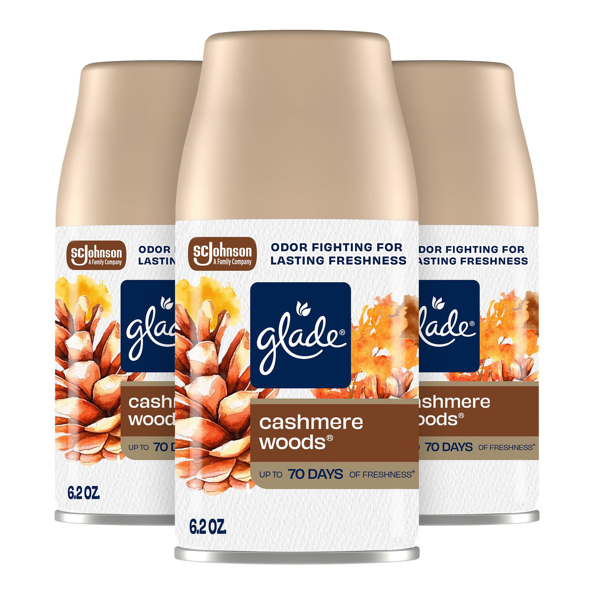 Glade Automatic Spray Refill Air Freshener, Cashmere Woods, 3 Count