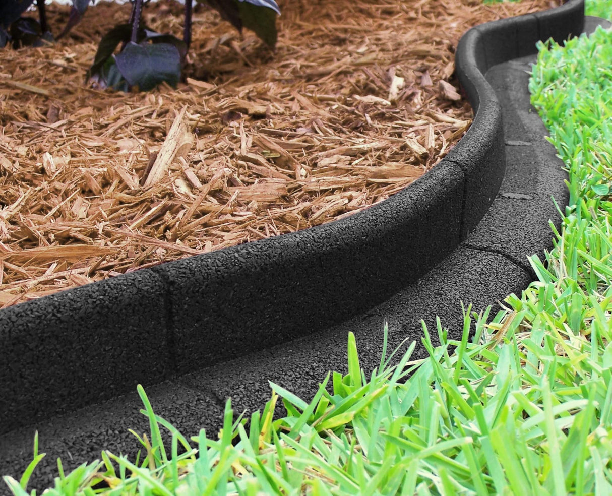 TISHO 3" x 48" Black Rubber No Dig Landscape Garden Border Edging (Pack 6),Made of 100% Recycled Tires,Sturdy, Flexible and Reusable,Pieces are 4ft in Length (Color : Black)