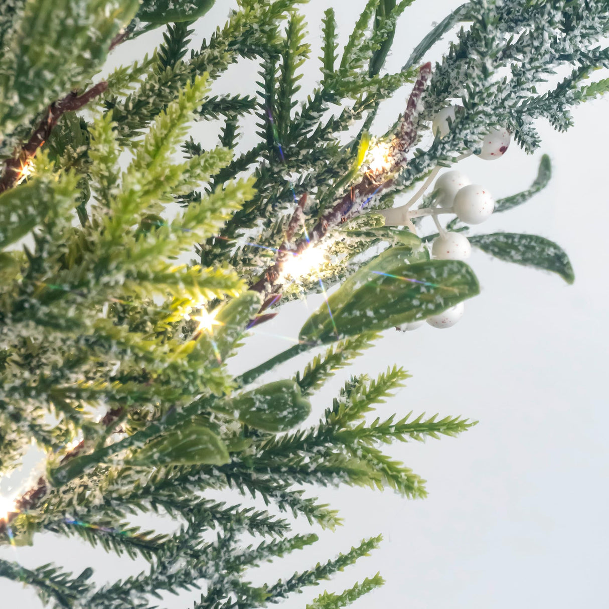 Lighted Artificial Pine Branches for Vases, 28" Christmas Cypress Sprigs with 60 LED Lights, Battery Operated or USB Plug in, Indoor/Outdoor Holiday Decorations (2PCS)