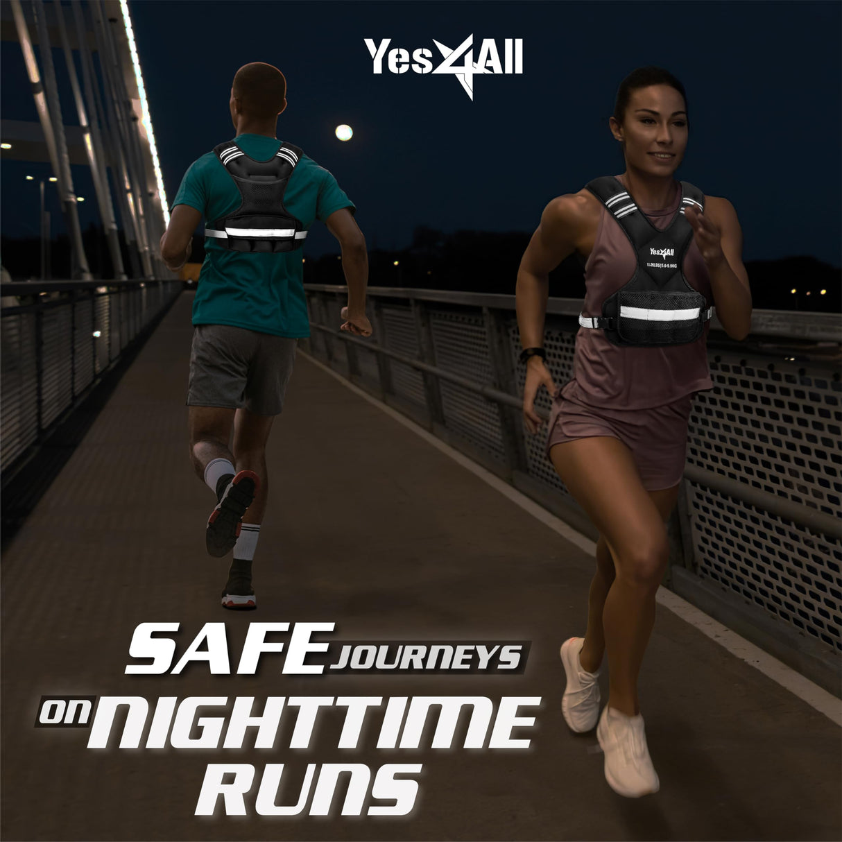 Yes4All Adjustable Weighted Vest 11-20lbs with Reflective Strip, Large Weight Vest for Strength Training for Men & Women