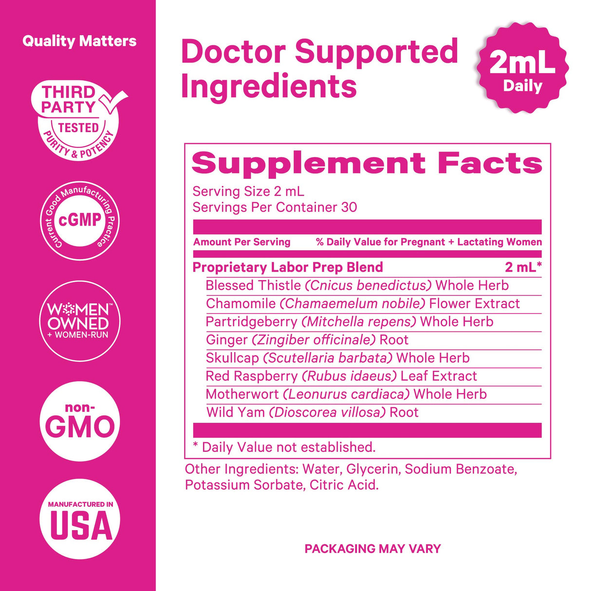 Pink Stork Gentle Birth & Labor Prep Tincture – Red Raspberry Leaf, Blue Cohosh & 9 Herbs – Natural Third Trimester + Postpartum Recovery Support – Uterine Tone, Hormone Balance, Lactation Aid – 2 oz