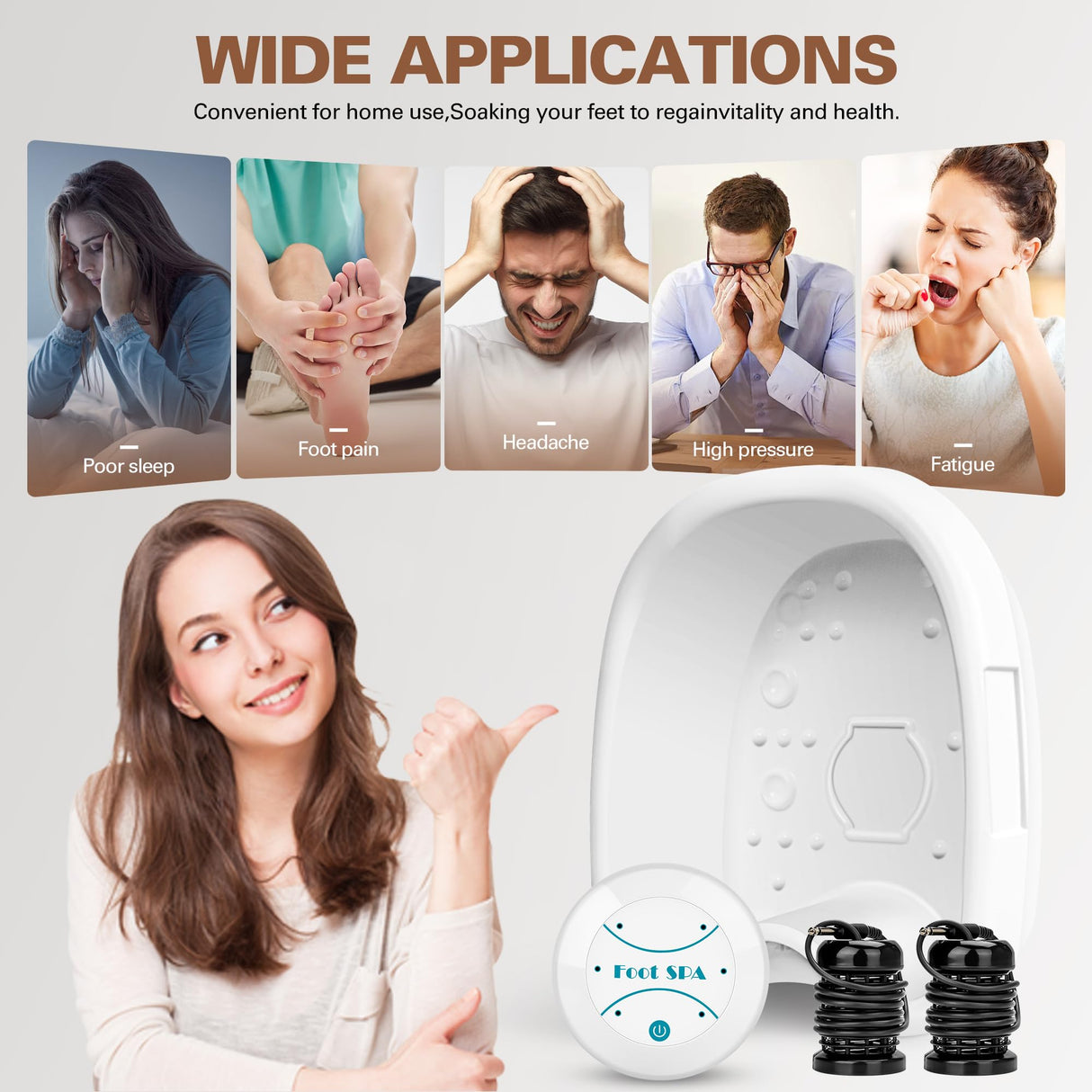 Idudbid Ionic Foot Bath Detox Machine - Suitable for Home Use, Home Salon-Level Spa Detox Machine, Healthy Detoxification, with Foot Bath, Array * 2, Liner