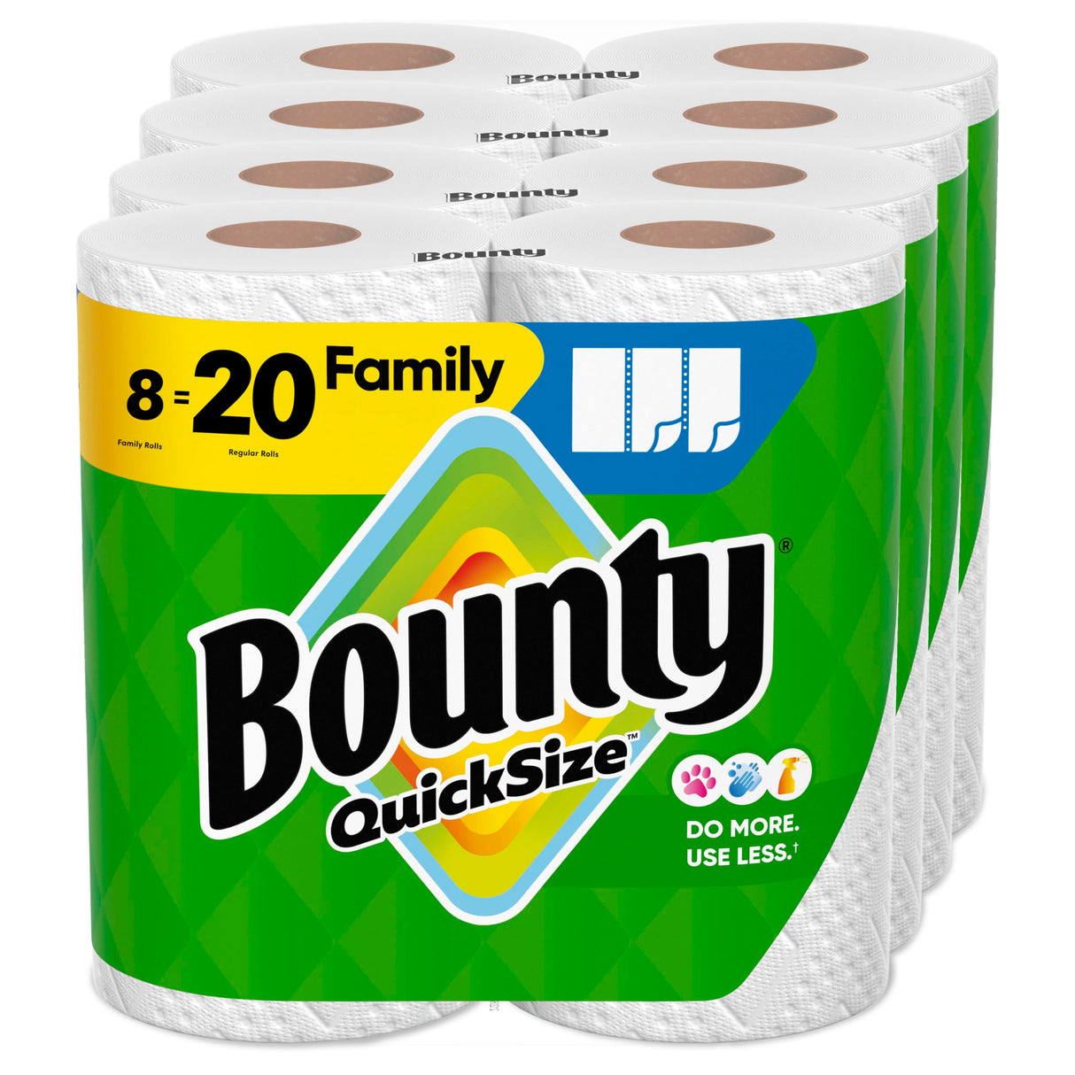 Bounty Paper Towels Quick Size, White, 16 Family Rolls = 40 Regular Rolls (Packaging May Vary)