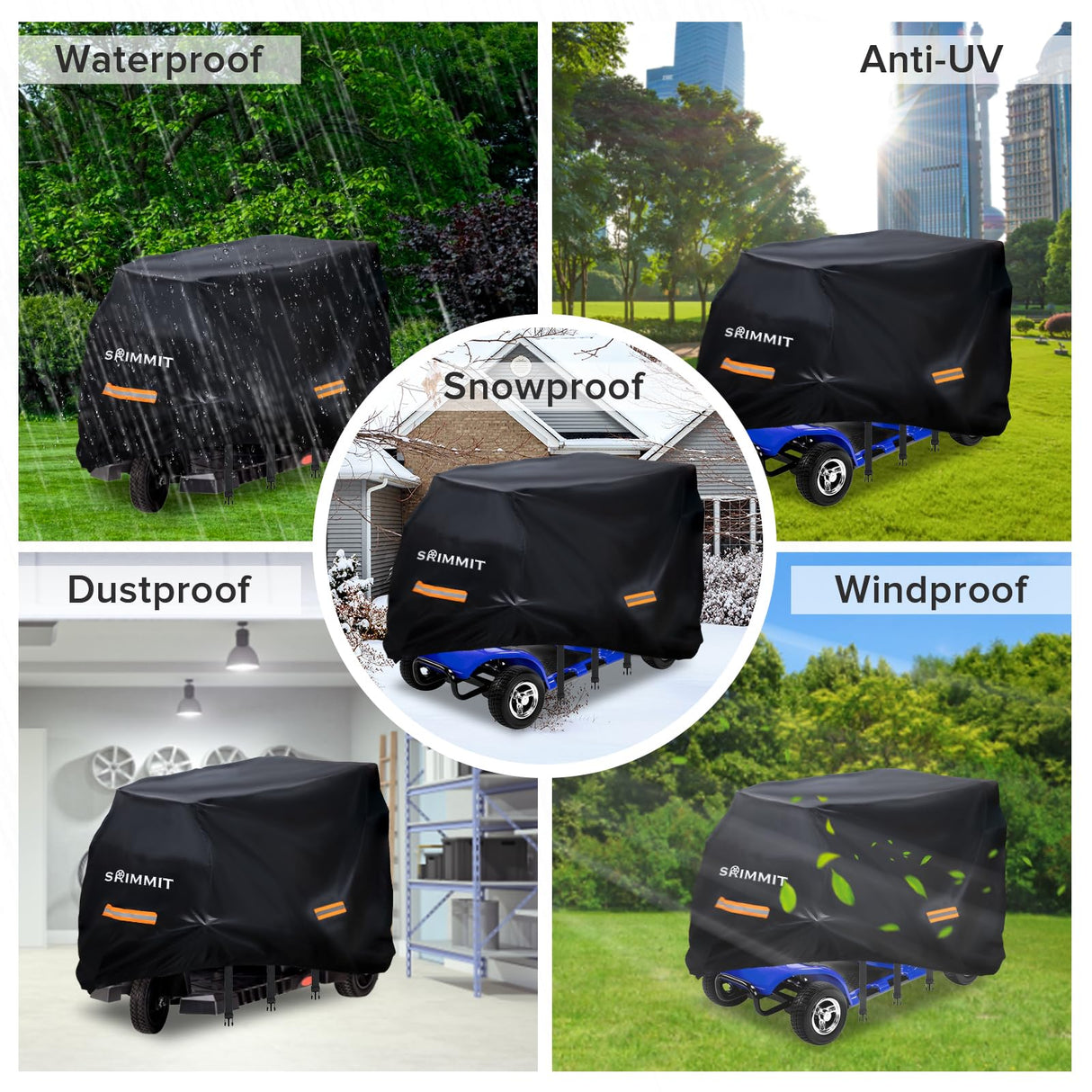 Upgraded Mobility Scooter Storage Cover,SRIMMIT Heavy Duty 420D Oxford Fabric Electric Scooter Cover, Waterproof,Anti-UV,Durable with Waterproof Strip,Reflective Strips,3 Buckles (XL 57" x 27" x 39")