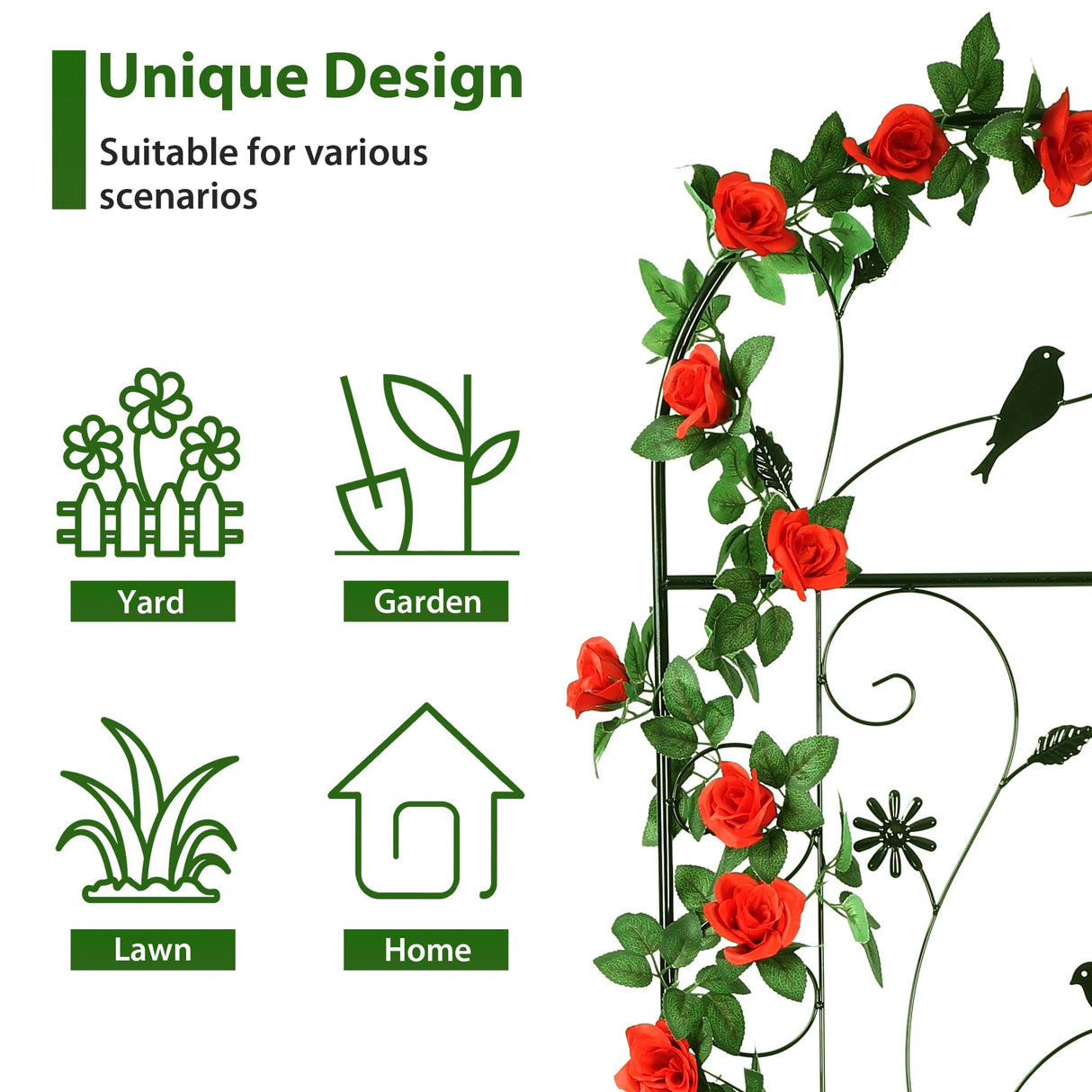 86.5" x 19.7" Metal Garden Trellis Outdoor for Climbing Plants, Black