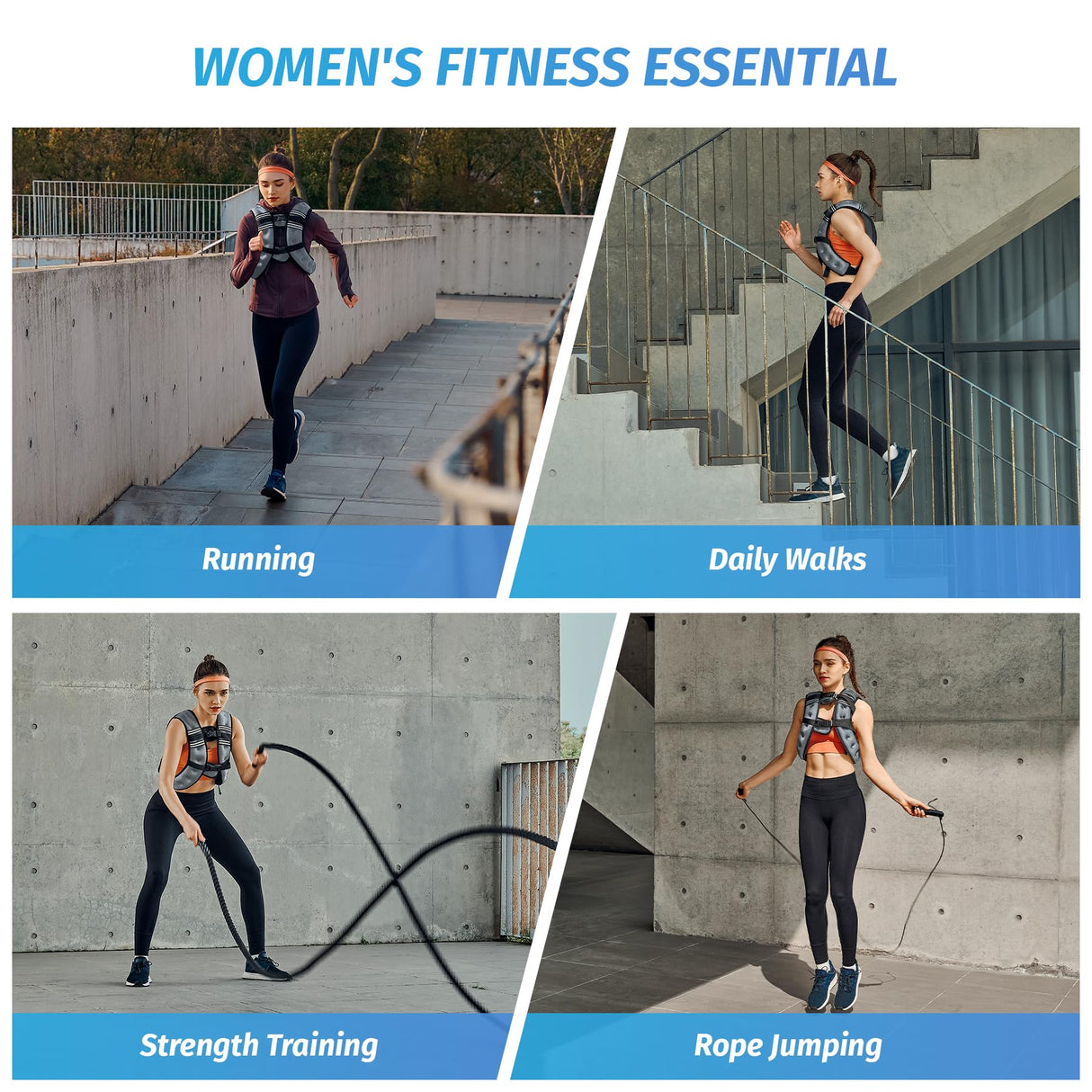 ZELUS Weighted Vest, 6lb/8lb/12lb/16lb/20lb/25lb/30lb Weight Vest with Reflective Stripe for Workout, Strength Training, Running, Fitness, Muscle Building, Weight Loss, Weightlifting, Grey(8 lb)