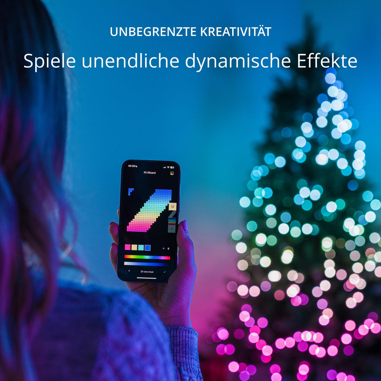 Twinkly Strings 250 LED RGB, Including White, LED Light String for in-and Outdoor, Christmas Lights, Smart LED Lights, Mappable LEDs, Compatible with Alexa, Google Home, IP44, Green Wire, 65ft