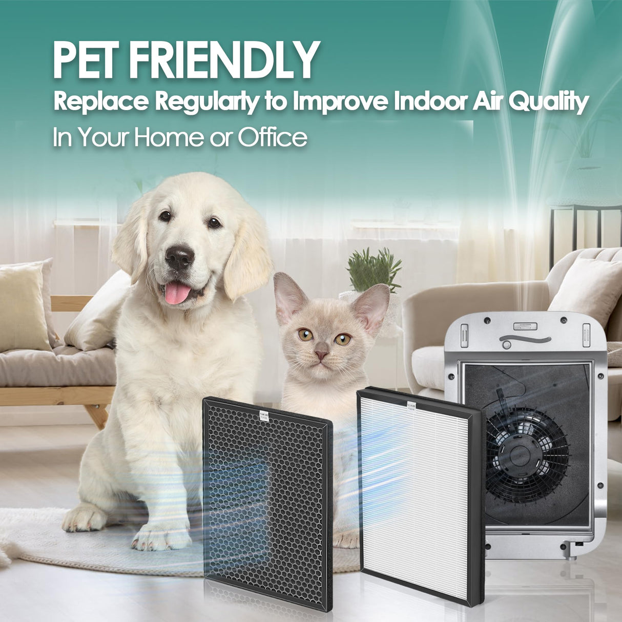 3-Set Alexapure Breeze Filter Replacement AP-B103 and AP-B104 Compatible with Alexapure Breeze Air Purifier AP-B102 and 3049 with 1x H13 True HEPA Filter AP-B103 and 1x Activated Carbon Filter AP-B104