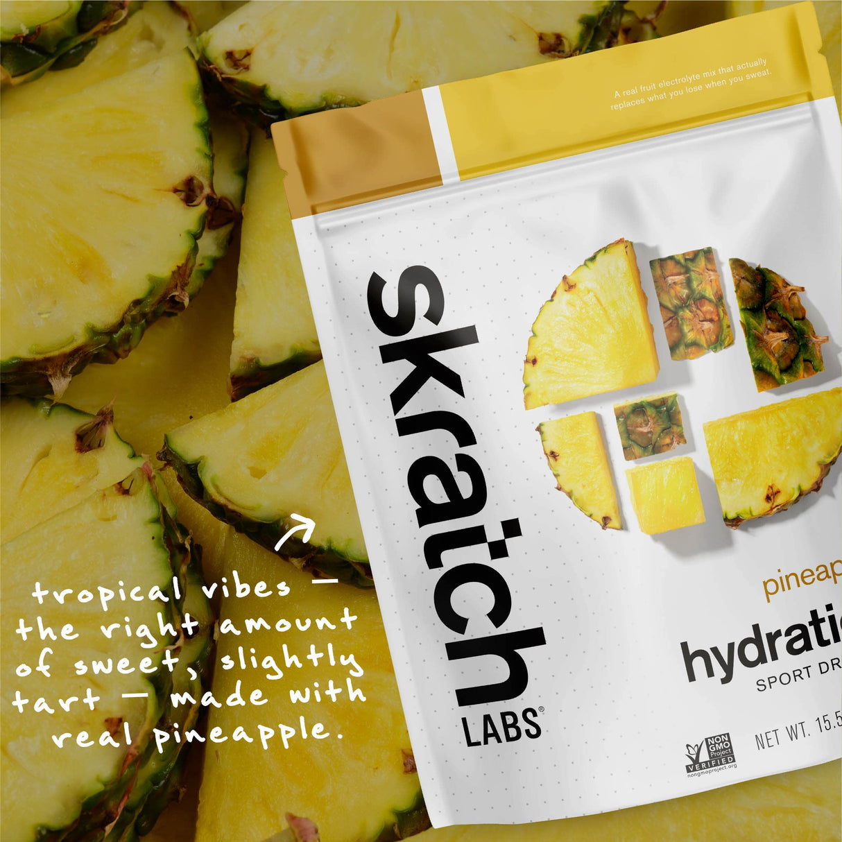 Skratch Labs Hydration Powder | Sport Drink Mix | Electrolytes Powder for Exercise, Endurance, and Performance | Pineapple | 20 Servings | Non-GMO, Vegan, Kosher