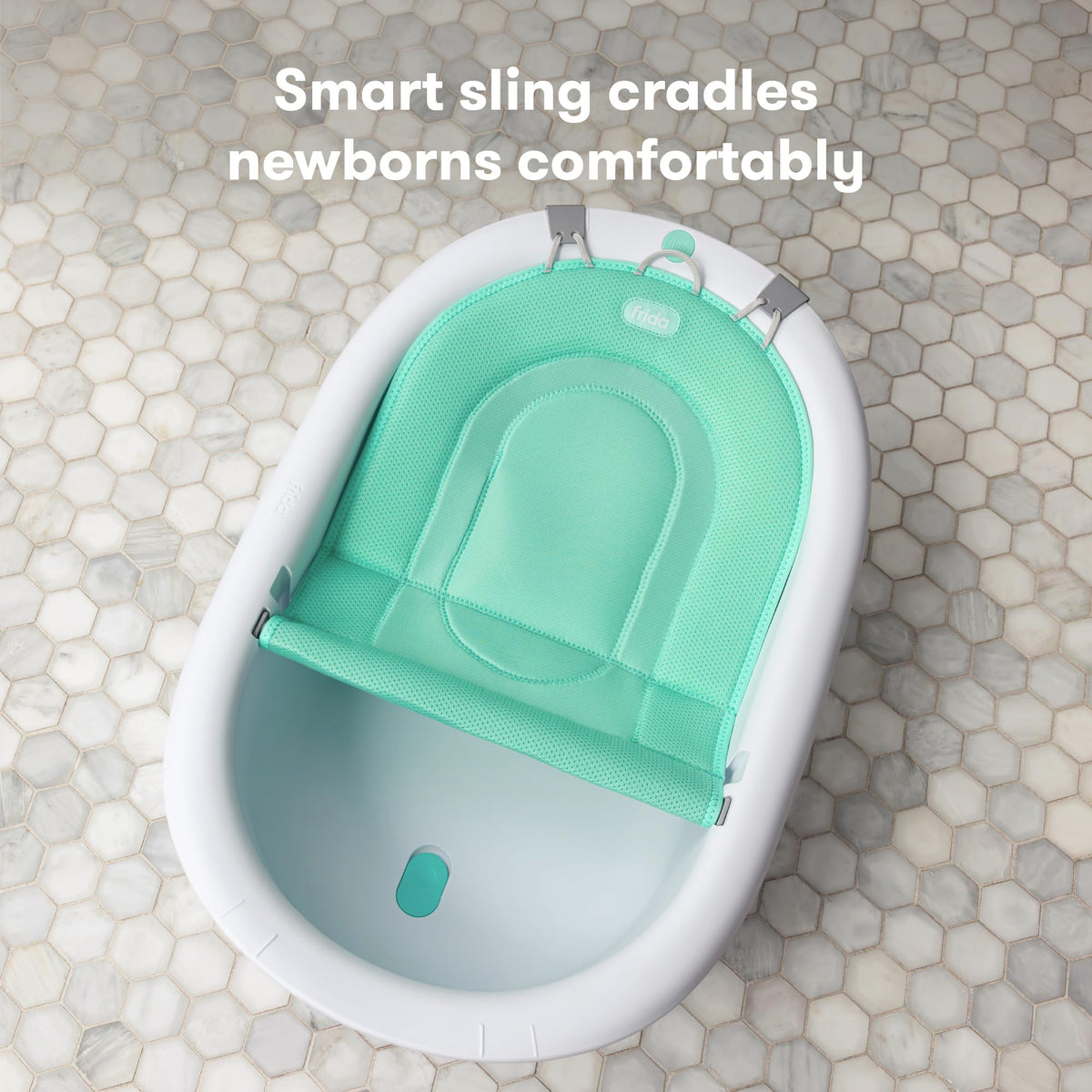 Frida Baby 4-in-1 Grow-with-Me Bathtub for Newborns to Toddler, Plastic, with Removable Seat and Backrest Support - 1 Pack, Green