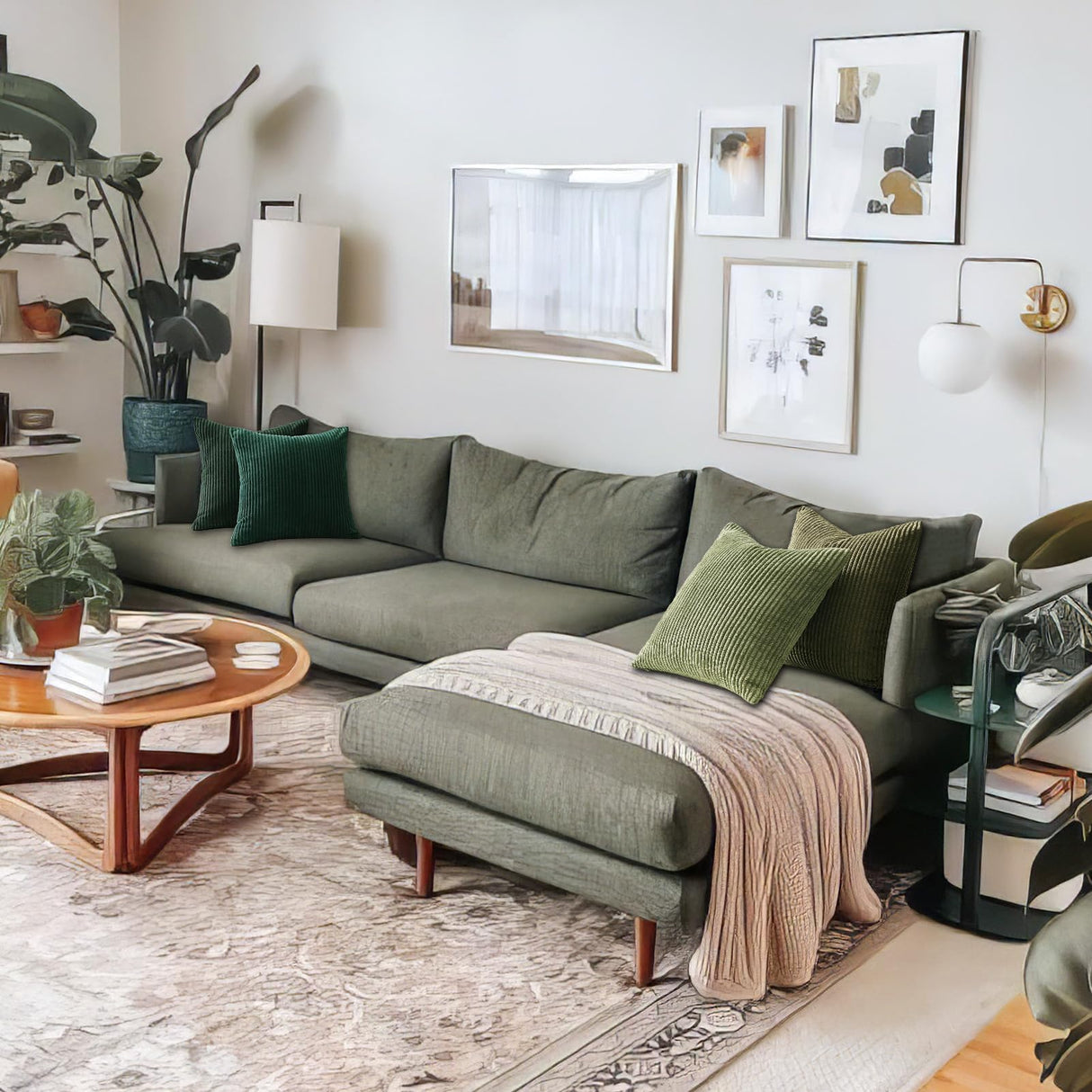 Topfinel Christmas Decorative Throw Pillow Covers Green Series,Winter Fluffy Corduroy Striped Euro Pillows Shams for Couch Bed Bedroom,Western Modern Hunter Green Pillowcase 20x20 Inch Set of 4