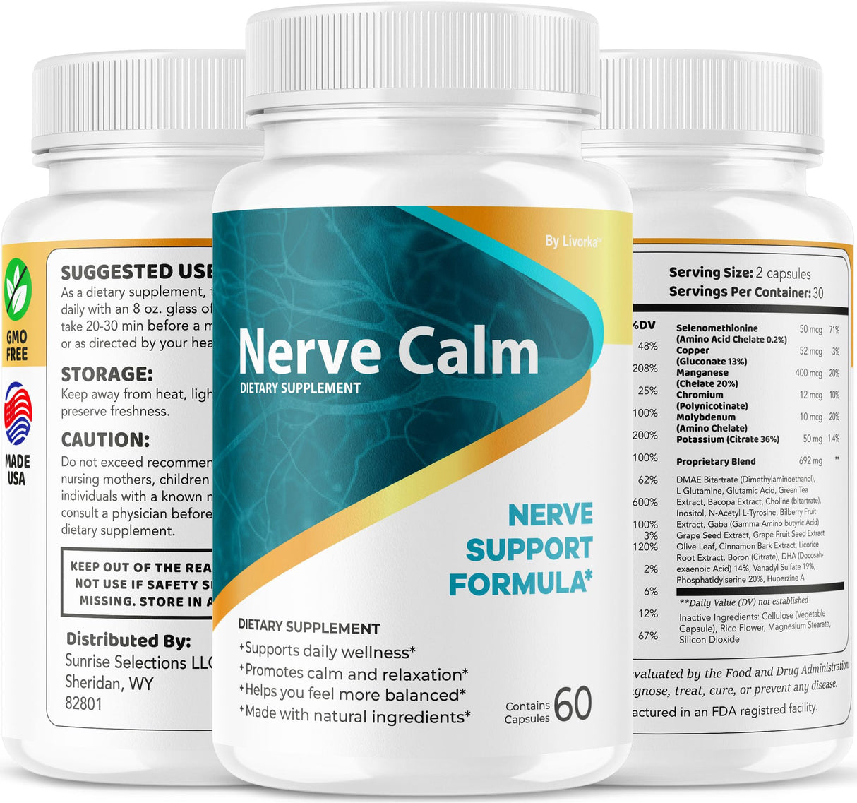 (5 Pack) Nerve Calm Capsules - Official NerveCalm Premium Formula Supplement Pills, Advanced Support Formula for Wellness & Overall Health, All Natural Nerve Calm Reviews, 150 Capsules for 5 Months