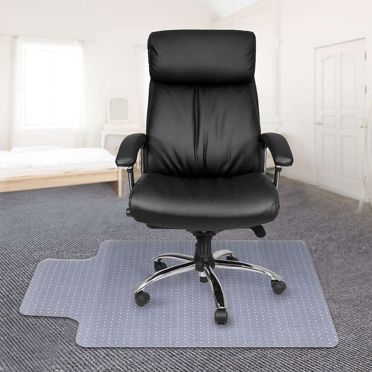 Kuyal Office Chair Mat for Carpets,Transparent Thick and Sturdy Floor Mats for Low and No Pile Carpeted Floors, with Studs (36" X 48" with Lip)