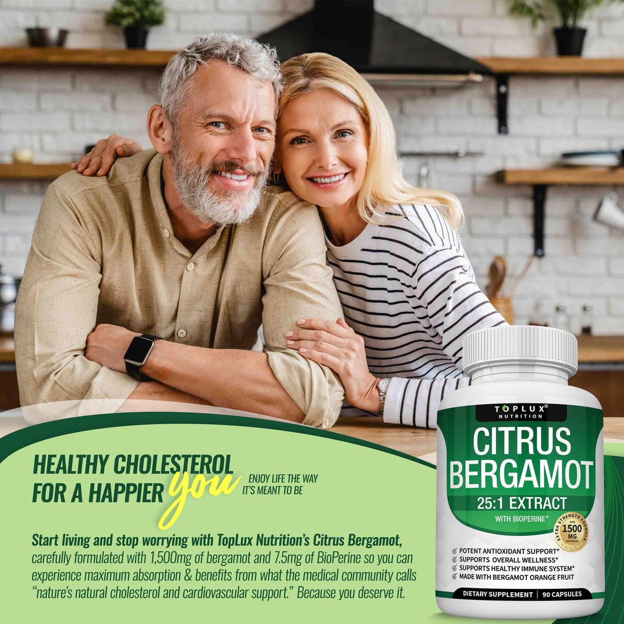Citrus Bergamot Supplement 1500mg - 25:1 Bergamot Extract to Support Overall Health, Immune System, Potent Antioxidant High Absorption Natural Vegan Non-GMO for Men Women, 90 Capsules