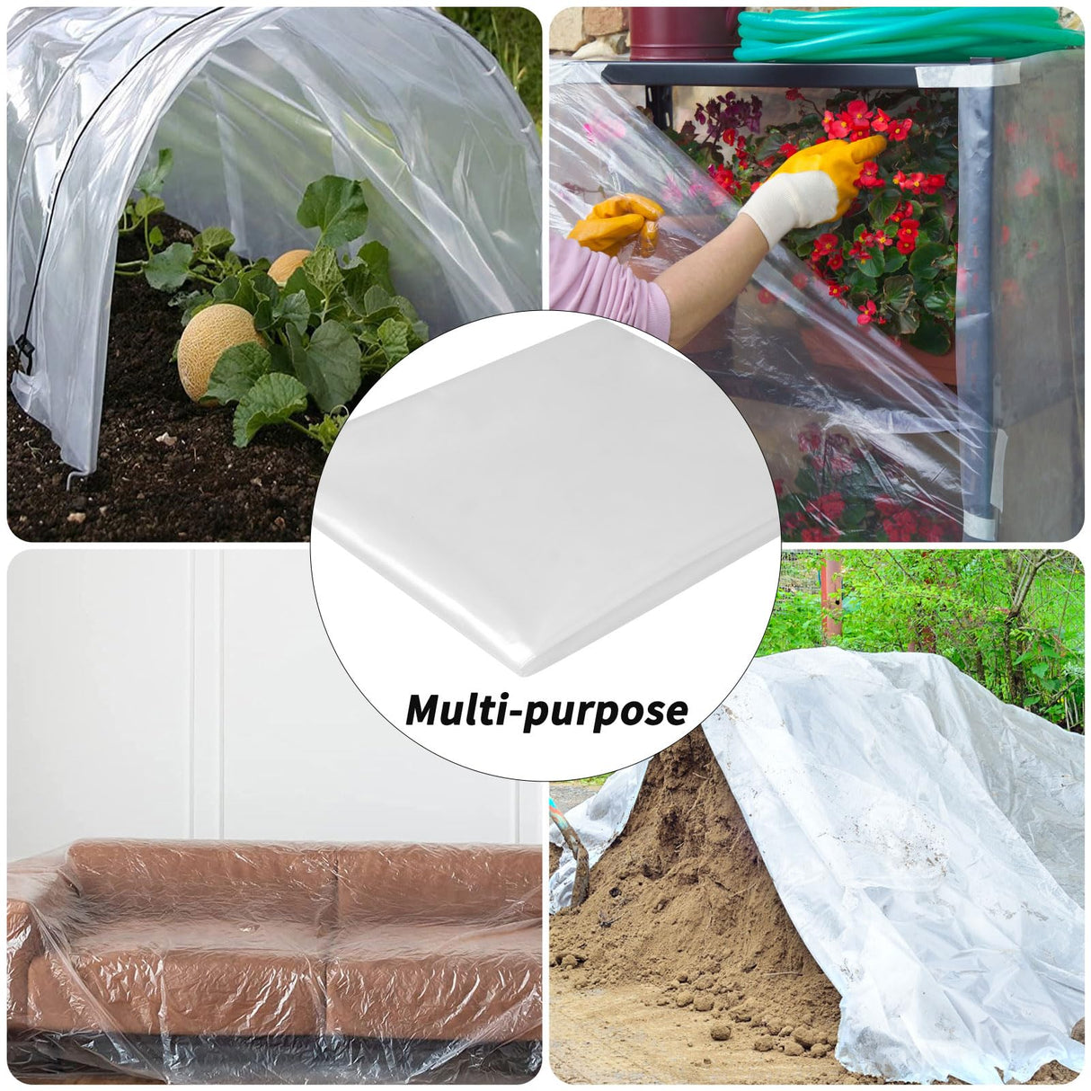 Laapee Greenhouse Plastic Sheeting 8' x 25' 6 Mil, Clear UV Resistant Heavy Duty Polyethylene Film, Thick Greenhouse Cover for Garden, Farm, Agriculture