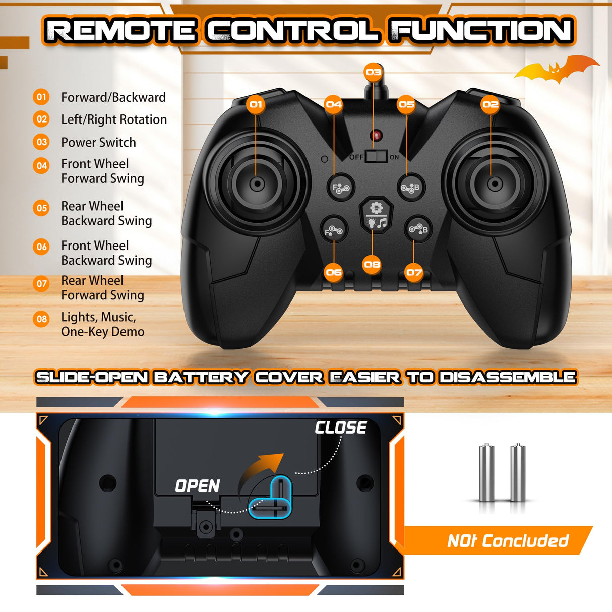 jopeaa Remote Control Car, 2.4Ghz 8WD Rc Stunt Car with Automatic Demonstration, 360° Spins, Music and LED Lights, Remote Control Cars for Boys 4 5 6 7 8-12, Christmas Birthday Gifts Toys for Boys