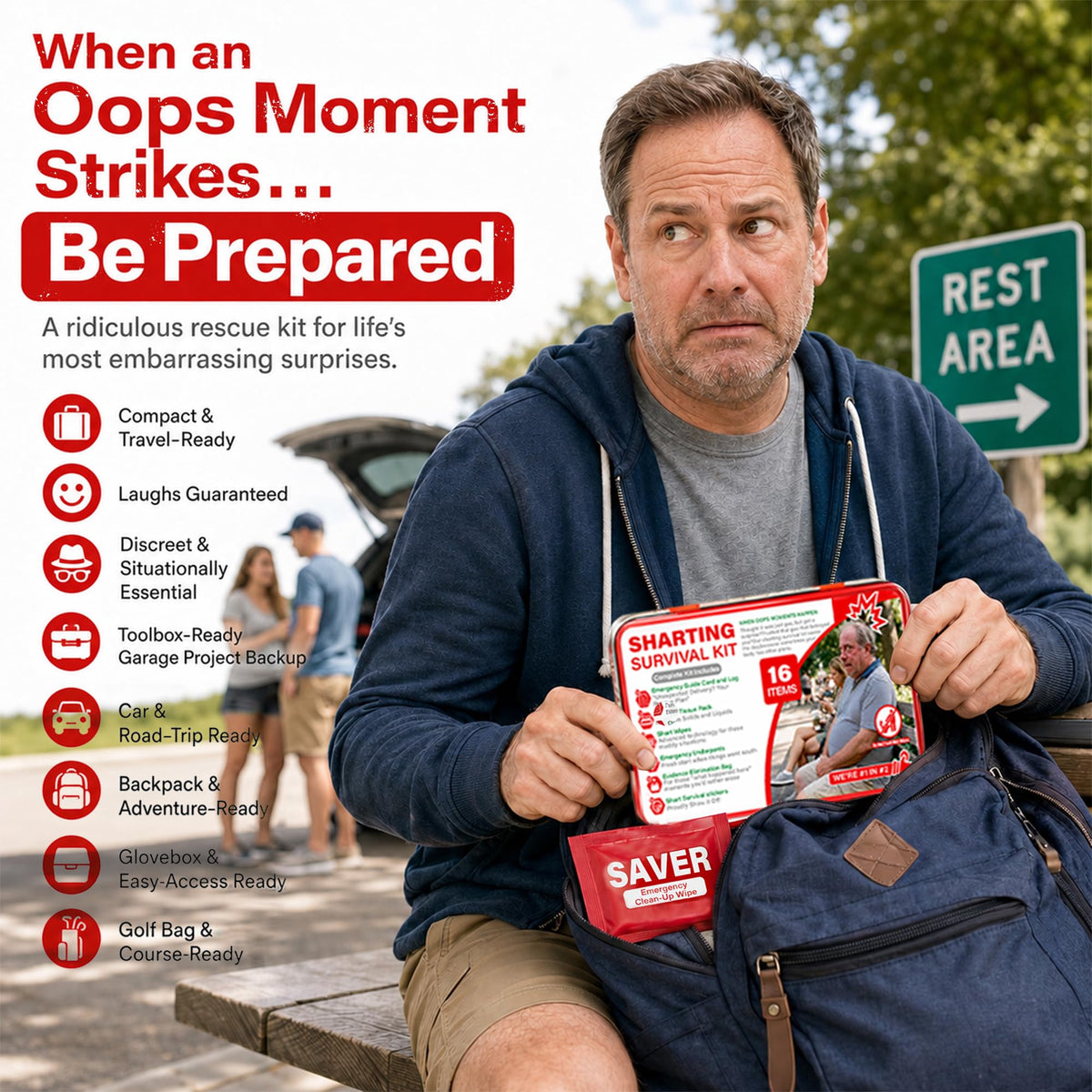 Hawkrown Sharting Survival Kit - Funny Gag & White Elephant Gifts for Men