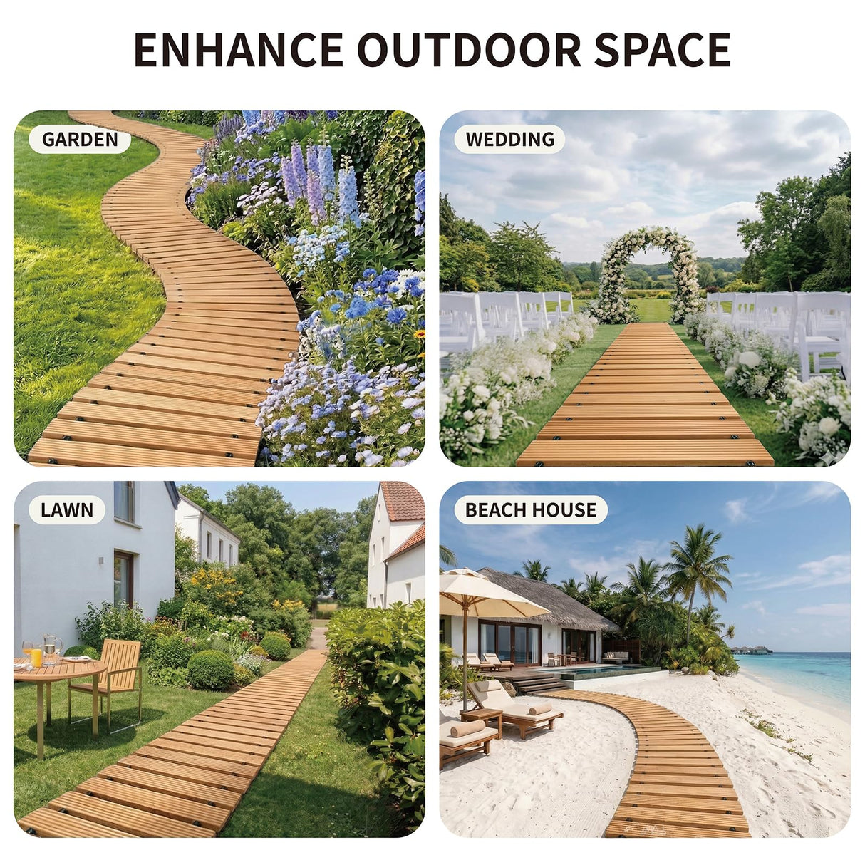 Wooden Garden Pathway Outdoor Walkway - 8 FT Roll Out Walkway