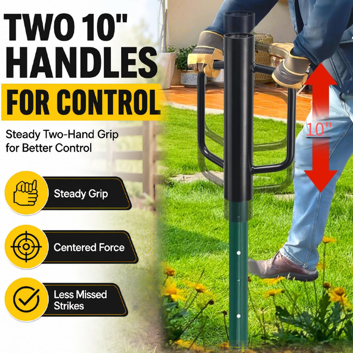 12 lb Steel Fence Post Driver, 17 in T-Post Pounder, 2.7" Inner Diameter
