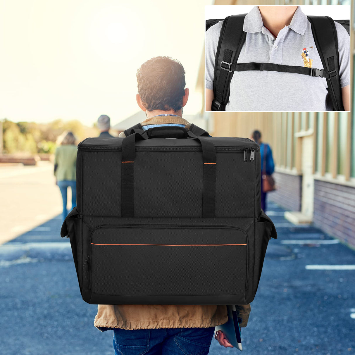 Trunab Computer Desktop Tower Carrying Case, PC Backpack for Computer Main Processor Case, Keyboard, Cable and Mouse, Earphone, Bag Only, Black