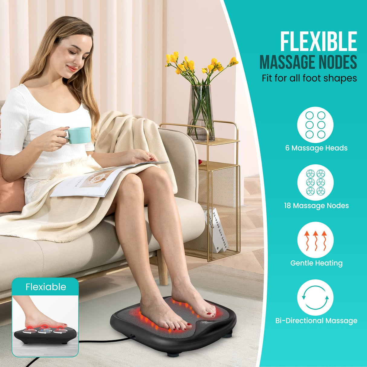 Snailax Shiatsu Foot Massager with Heat, FSA HSA Eligible, Washable Cover Kneading Foot & Back Massager, Heated Foot Warmer, Electric Feet Massager Machine for Plantar Fasciitis,Foot